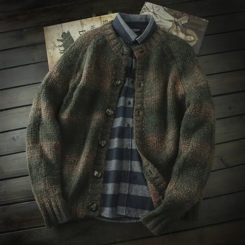 

Heavy continuation! Mohair + wool, Italian autumn and winter thickened knitted cardigan sweater jacket