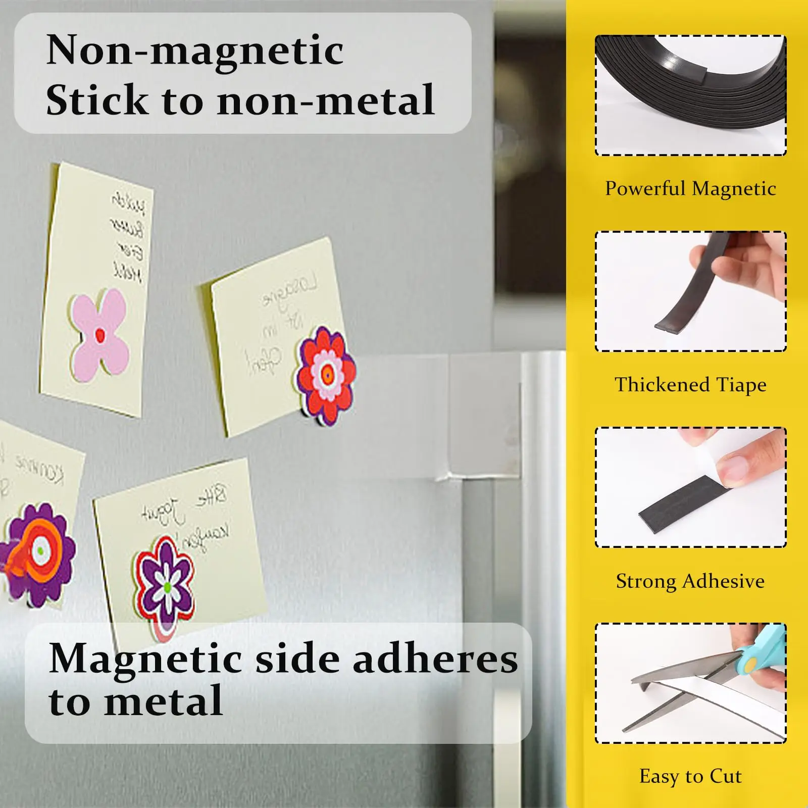 Magnetic Tape, 10M Magnet Tape Roll with 3M Strong Adhesive Backing. Perfect for  whiteboards & Fridge Organization