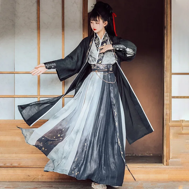 Traje Hanfu Tradicional Chinesa para Mulheres, Vestido Lady Dinastia Han, Bordado Dinastia Wei Song, Show de Festa, Roupas de Dança