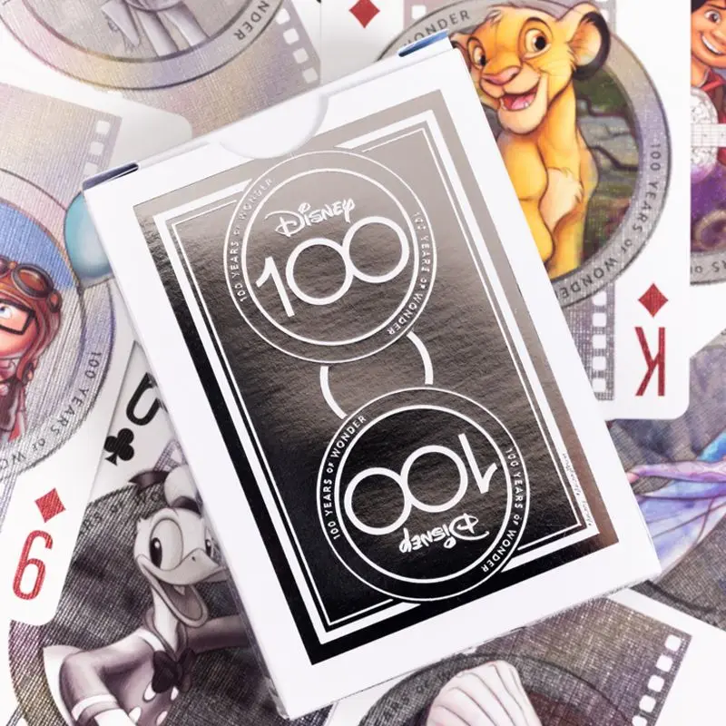 New Disney Mickey 100 Laser Poker Anime Playing Cards Creative Board Game Entertainment Poker Cards Toys Fan Collect Gifts