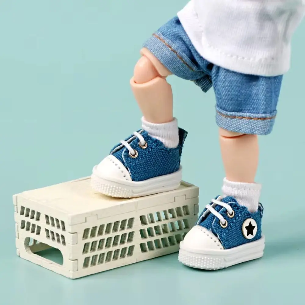 

Модная обувь Ob11 со звездным узором, низкие кеды для ролевых игр, кукольная парусиновая обувь, милый наряд, повседневная обувь для куклы, аксессуары для кукол