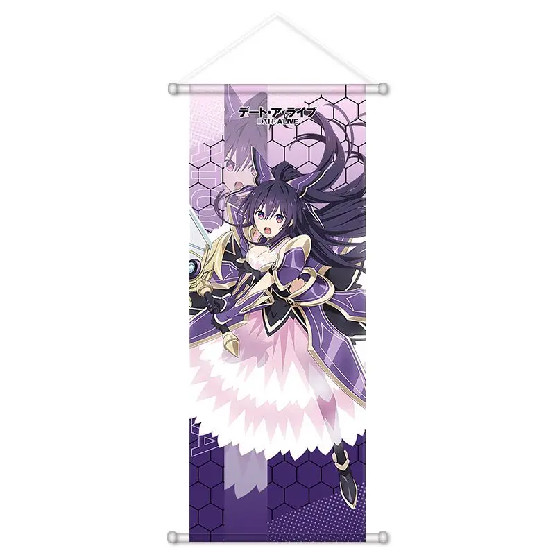 VIKAMA Anime Girl Wall Scroll Tapestry Japanese Cartoon Poster Purple Black Hair Waifu Hanging Scroll Otaku Bedroom Decor