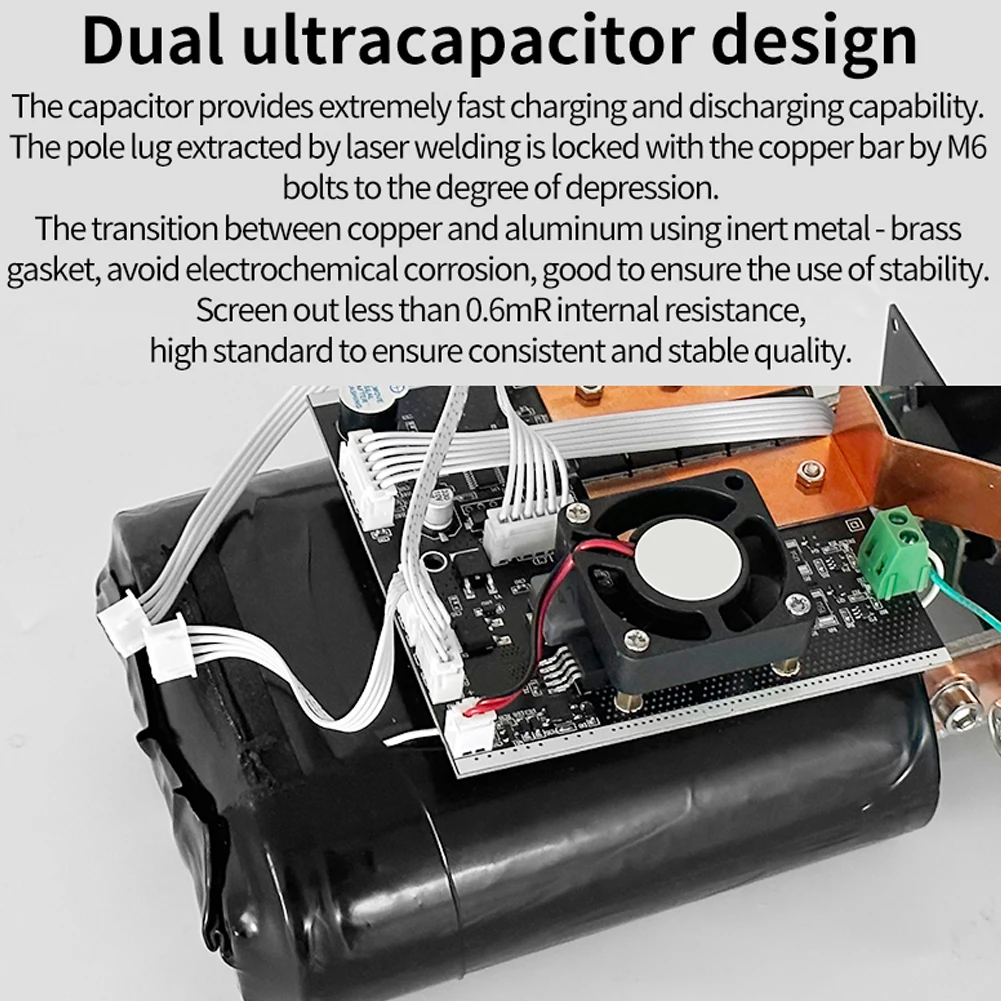 Portable Dual Pulse Supercapacitor Spotwelder High Power Spots Welding Machine 1.8inch 250 Power Gear Support 0.3mm Nickel Sheet