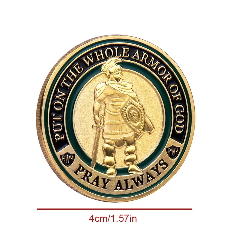 Armour Warrior Round Double Golden Plated Commemorative Coin Art Challenge Souvenir Coins Perfect For Veterans & Collectors