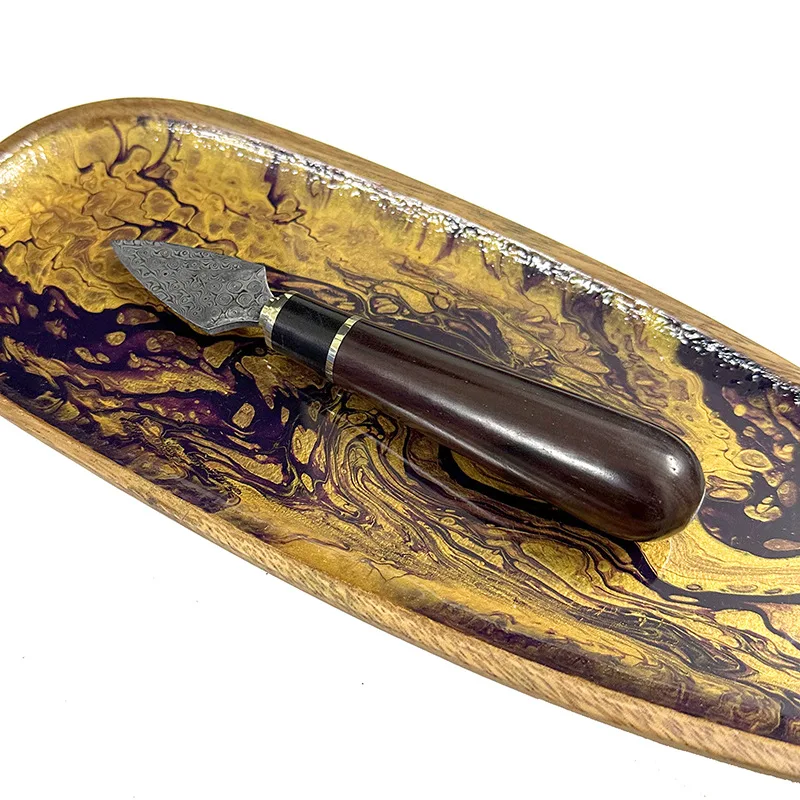 Swayboo Fixed Blade Damascus Steel Red Sandalwood Tea Knife Cone Tea Needle White Tea Hand-opened Gift Case