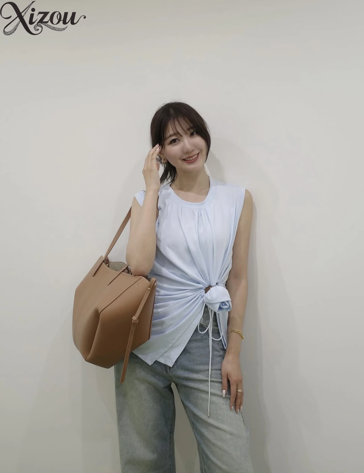 

Японская рубашка 2025 года, милый топ без рукавов, летняя тонкая розовая рубашка на шнуровке, повседневная базовая однотонная японская футболка с круглым вырезом для девочек