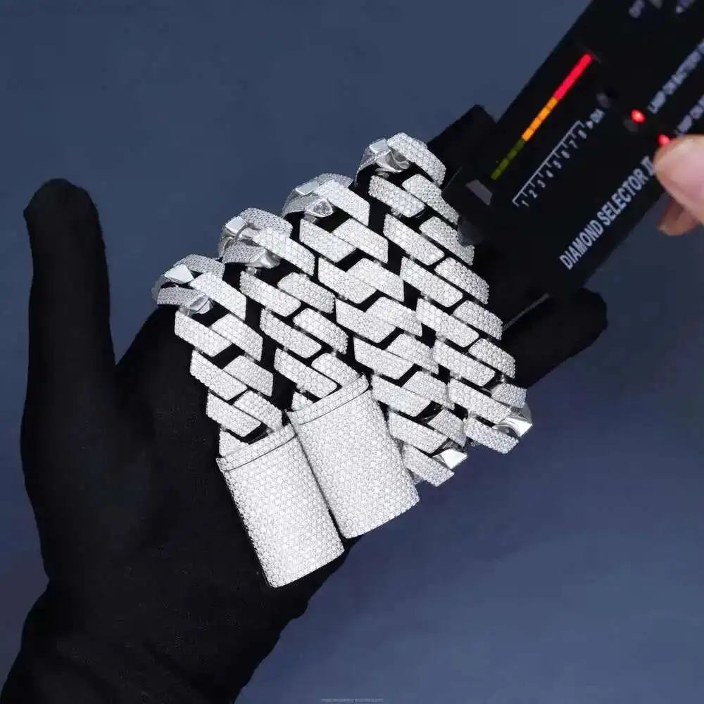 

Factory Price 20 Mm Vvs Diamond Cuban Chain Men Women Hip Hop Fine Jewelry Necklace Bracelet Gra d Moissanite 925 Silver