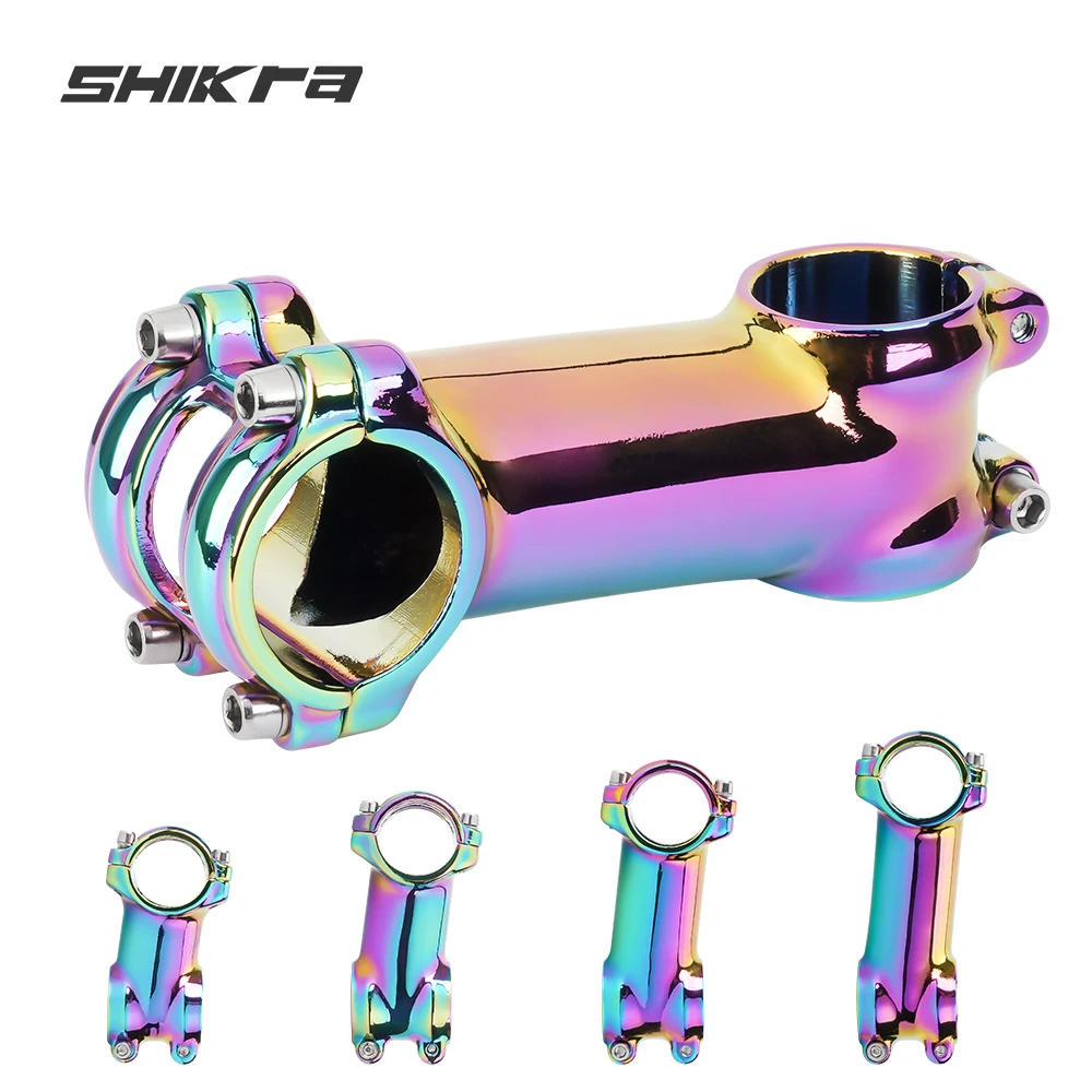 

SHIKRA 007N MTB Colorful Stem Alloy Mountain Road Bike Stem 7 Degree 60/70/80/90MM Steerer 31.8MM Bicycle Handlebar Rainbow Stem