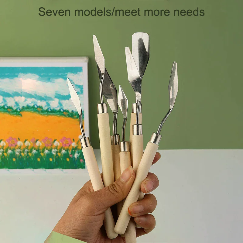 7Pcs/Set Stainless Steel Oil Painting Knives Artist Crafts Spatula Palette Knife Oil Painting Mixing Knife Scraper Art Tools