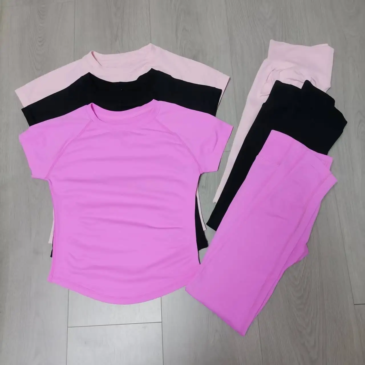 

Спортивный комплект Im-pact2 PCS для бега: летний, с круглым вырезом, дышащий, с коротким рукавом, бесшовные леггинсы для йоги, спортивная одежда для тренировок