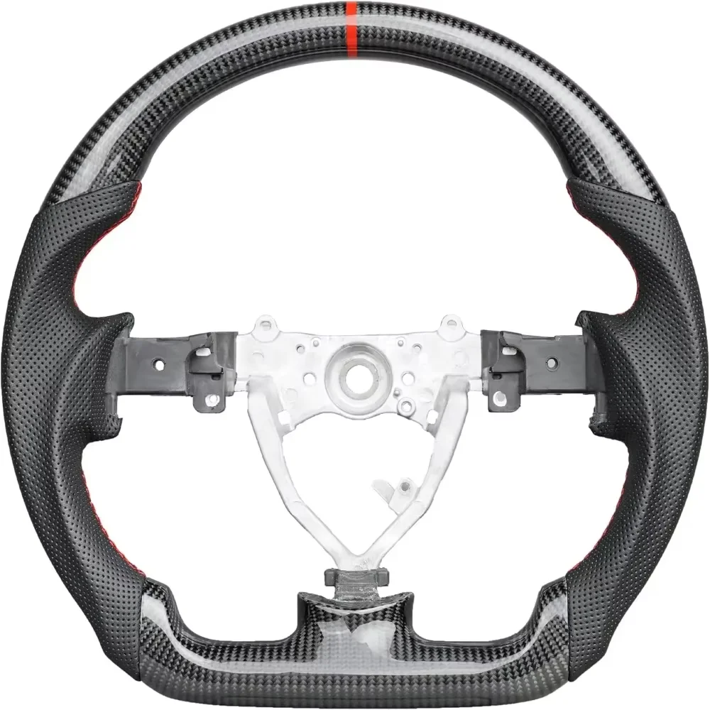 Real Carbon Fiber Steering Wheel Fit For Toyota FJ Cruiser 2004-2017 D-Type Perforated Leather Red Stitching Car Accessories