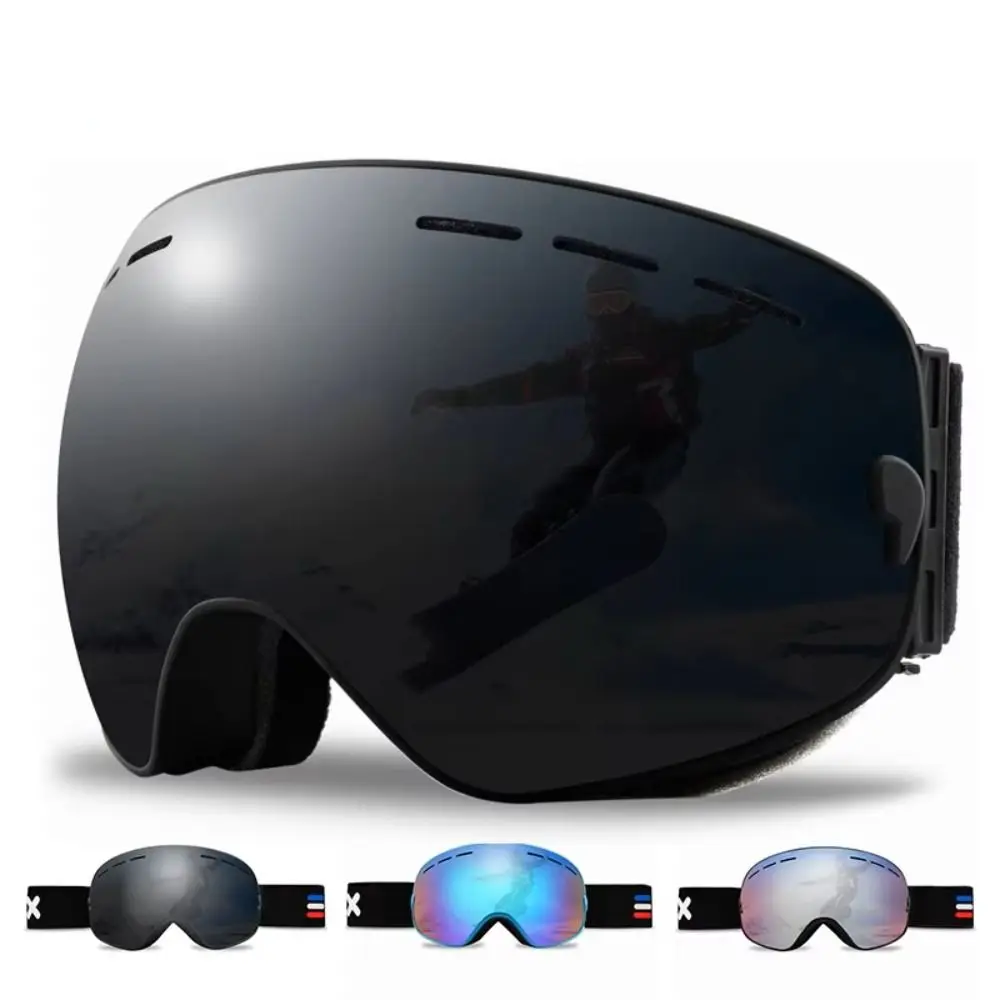 Double Layers Ski Goggles Anti-Fog Electroplating Lens Snowmobile Eyewear Adjustable Soft Snowboard Skiing Glasses Skiing