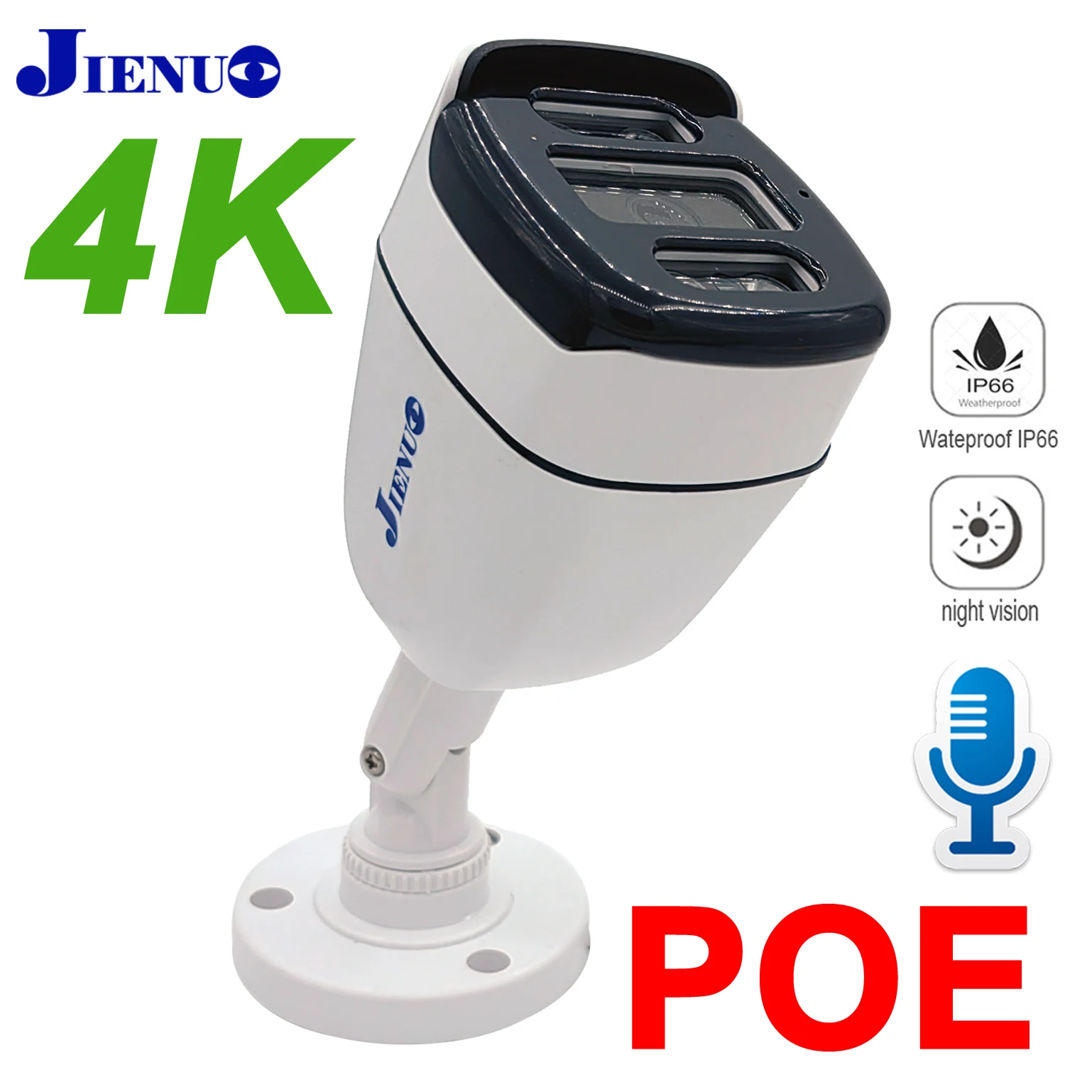 JIENUO Ip Camera Poe 4K Outdoor Waterproof Security Night Vision Video H.265 4MP 5MP 8MP Onvif Bullet CCTV Home Cam Surveillance