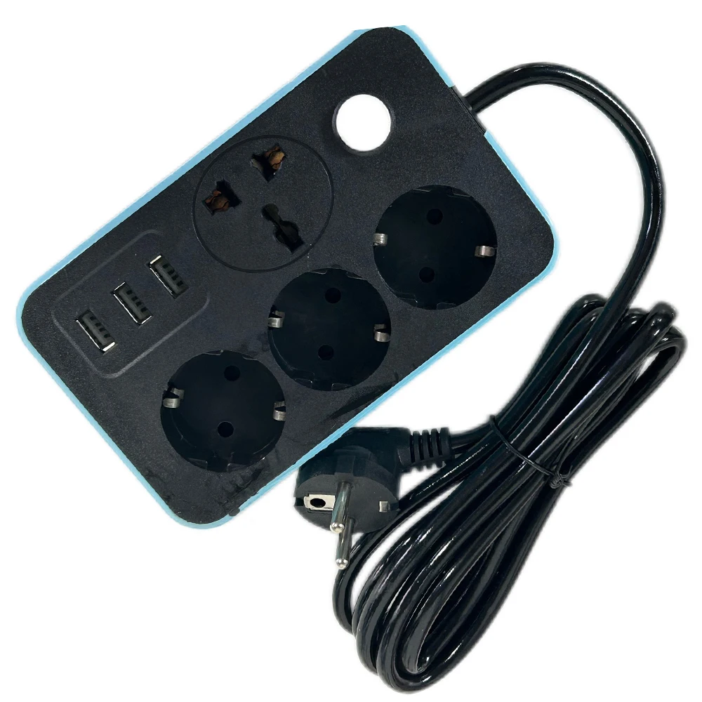 1pcs Multi-function European 2/3/4/5 Jack German Ukraine Russia Power Strip 1.5M EU Extension Outlet 10A 16A Switch Socket 250V