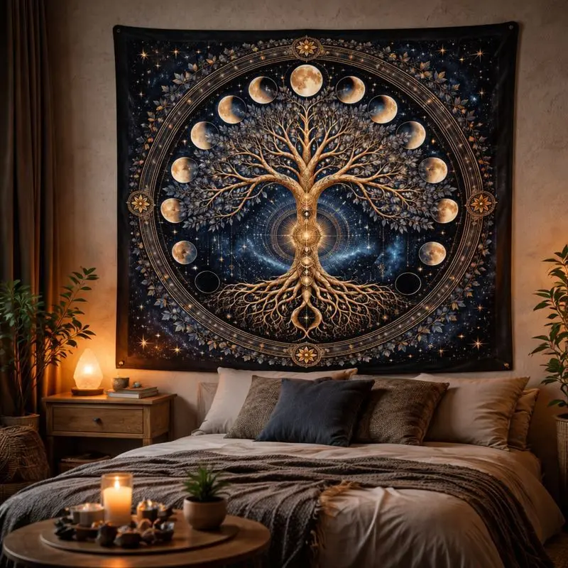 VIKAMA Skeleton Mushroom Blacklight Tapestry, Neon Galaxy Wall Hanging, Psychedelic Blanket for Bedroom Party Decor