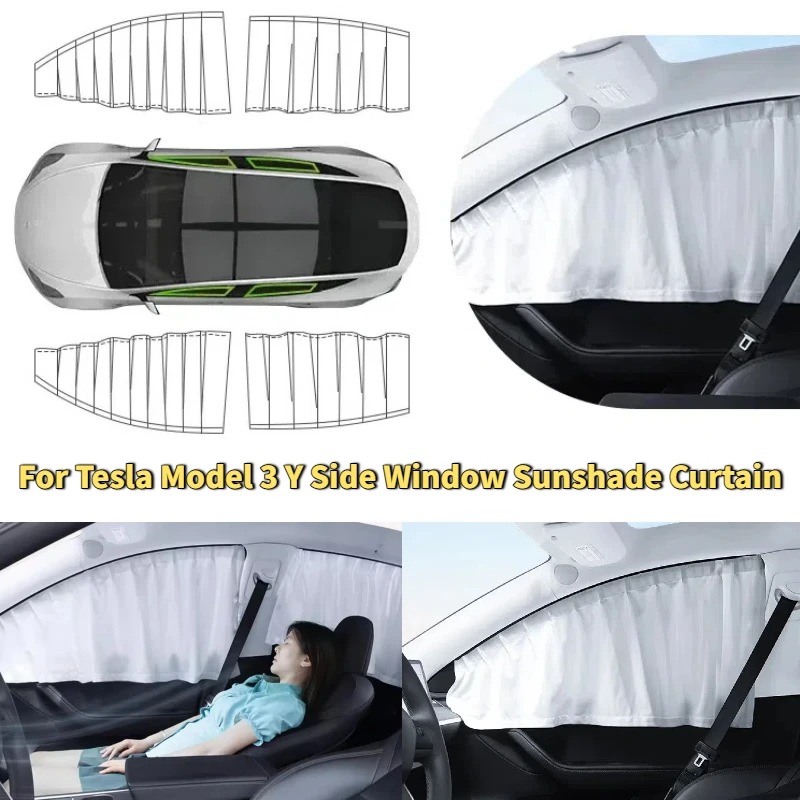 

Side Window Sunshade Curtain for Tesla Model 3 Y Track Style Camping Privacy Sunscreen Insulated Curtain Windshield Blind Cover