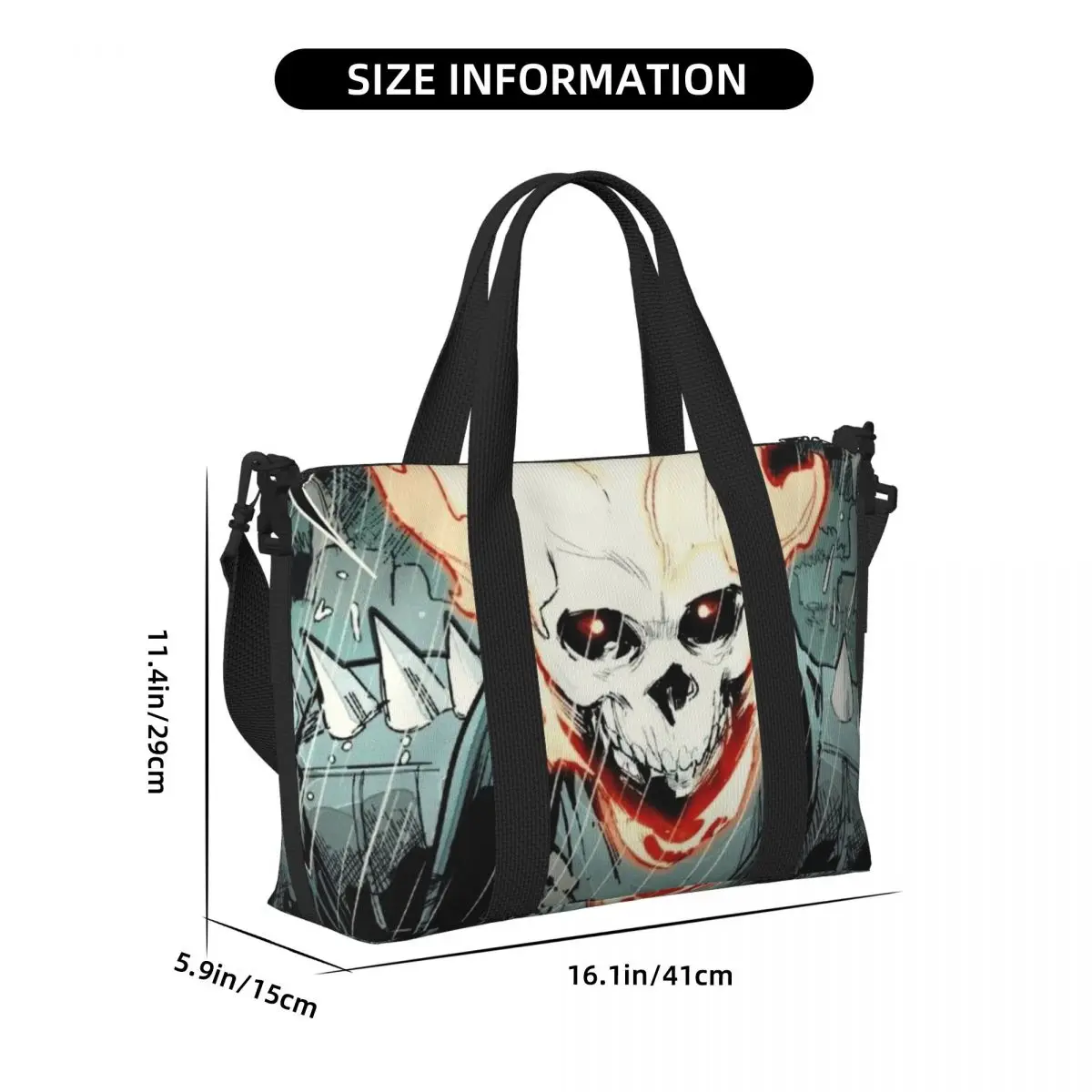 Custom Ghost Rider Strand Draagtas Vrouwen Grote Compartiment Gym Strand Reistassen