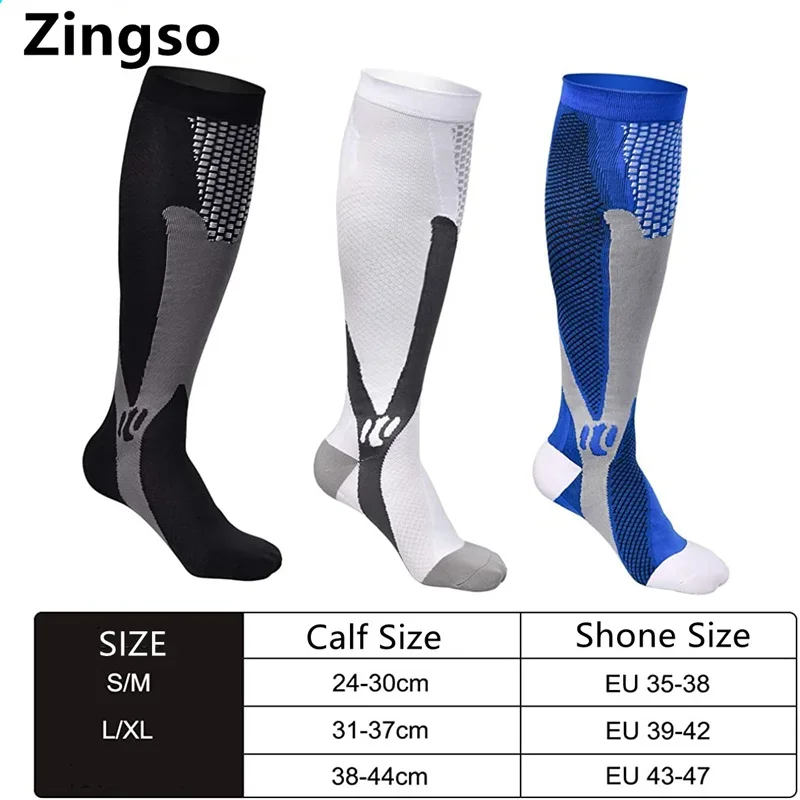 PR Running Compression Socks 20-30 Mmhg Knee High  Women Men Sports Socks for Marathon Cycling Football Varicose Veins Stockings