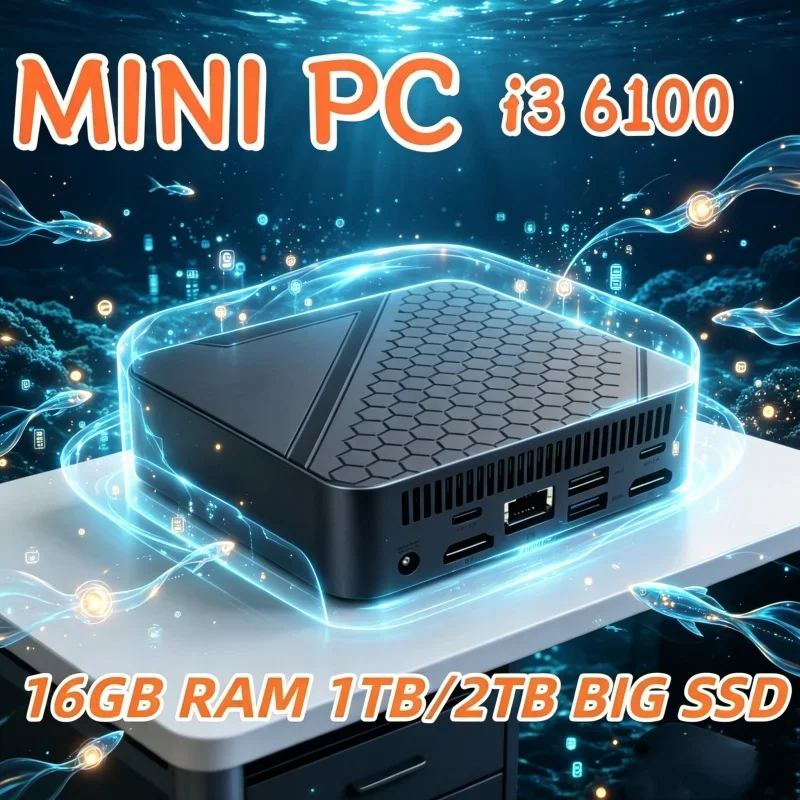 Mini PC Gloamful Core I3 6100, Unidad Portátil, RAM 1TB, SSD, WIFI 6, BT5.2, 4K HD, Aristocratic Slimline Gaming Depot