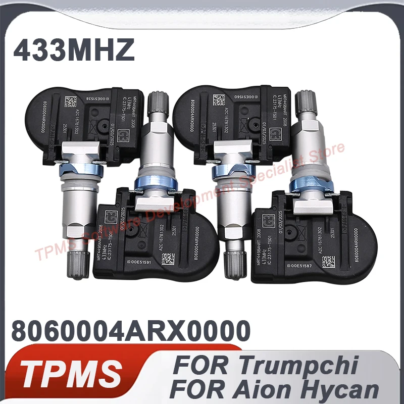 

4PCS TPMS Sensor Tire Pressure Sensor for Trumpchi E8 E9 GA6 GA8 GS4 GS5 GS8 Aion HYPTEC S V Y PLUS 433MHz 8060004ARX0000