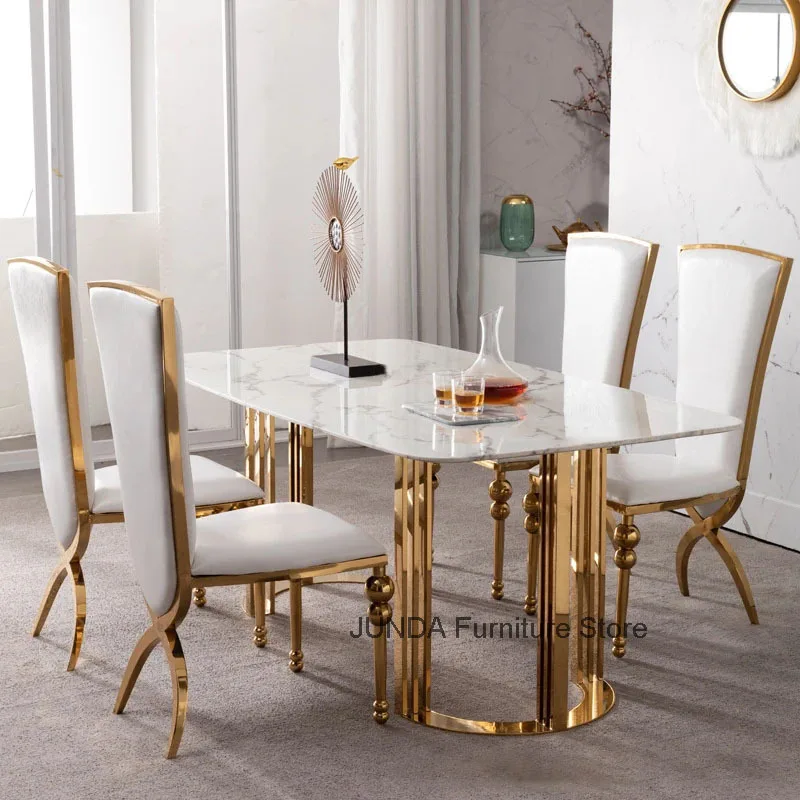 

Italian Dining Room Furniture Modern Creative Golden Dining Chairs Home High Back Kitchen Chair Stainless Steel Restaurant Chair