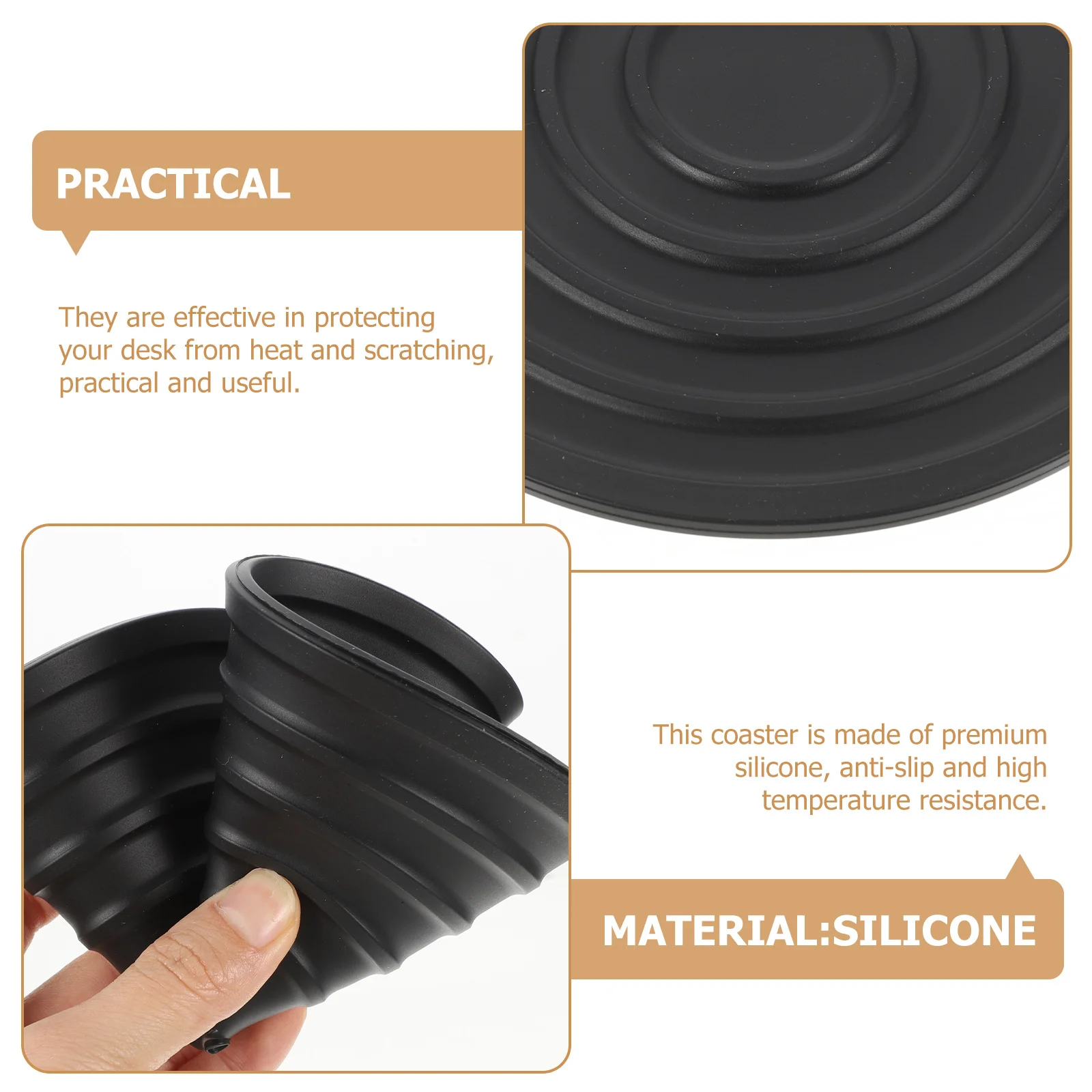 

2Pcs Non-Slip Silicone Coasters Heat Resistant Cup Mats Multi-Function Pot Holders Dining Table Protective Pads