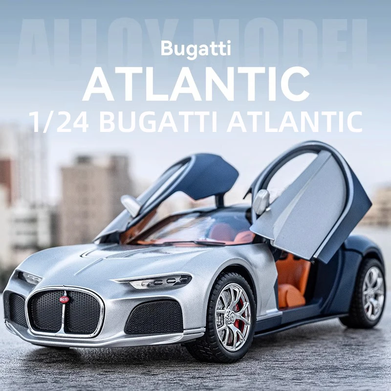 1:24 Bugatti Atlantic Alloy Diecast Simulation Model Super Luxury Sport Car Christmas Present Sound & Light Vehicle Toy For Boys