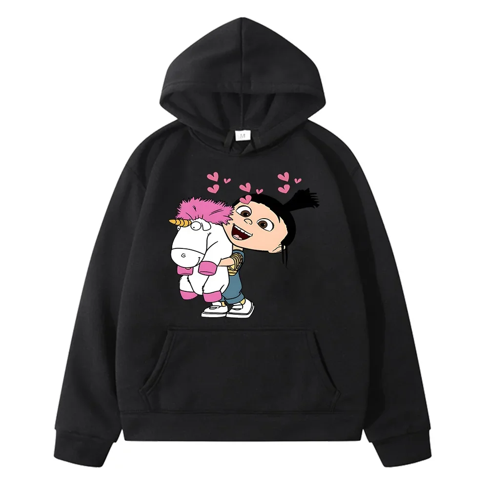 Agnes and Unicorn Cute Fashion Children Hoodies Cartoon Graphic Sweatshirts Hoody Boys/Gilrs Clothes Streetwear Tops Long Sleeve