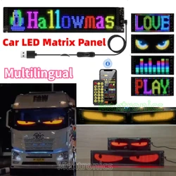 Multilingual Car LED Matrix Pixel Panel Scrolling Advertising 5V USB Bluetooth App Control for Car Truck Devil's Eye Signs Light