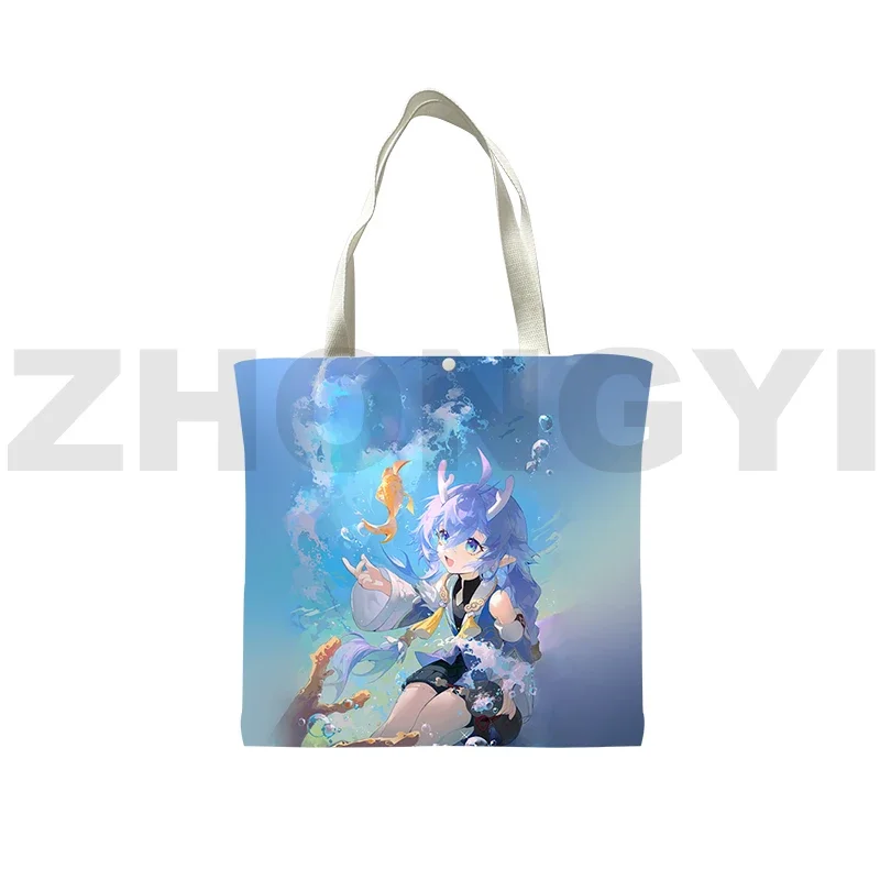 3D Game Honkai Impact 3rd Reusable Shopping Bag Women Hand Bag Teens Girls Anime Tote Bags Cute Cartoon Shoulder Bag Canvas Bag