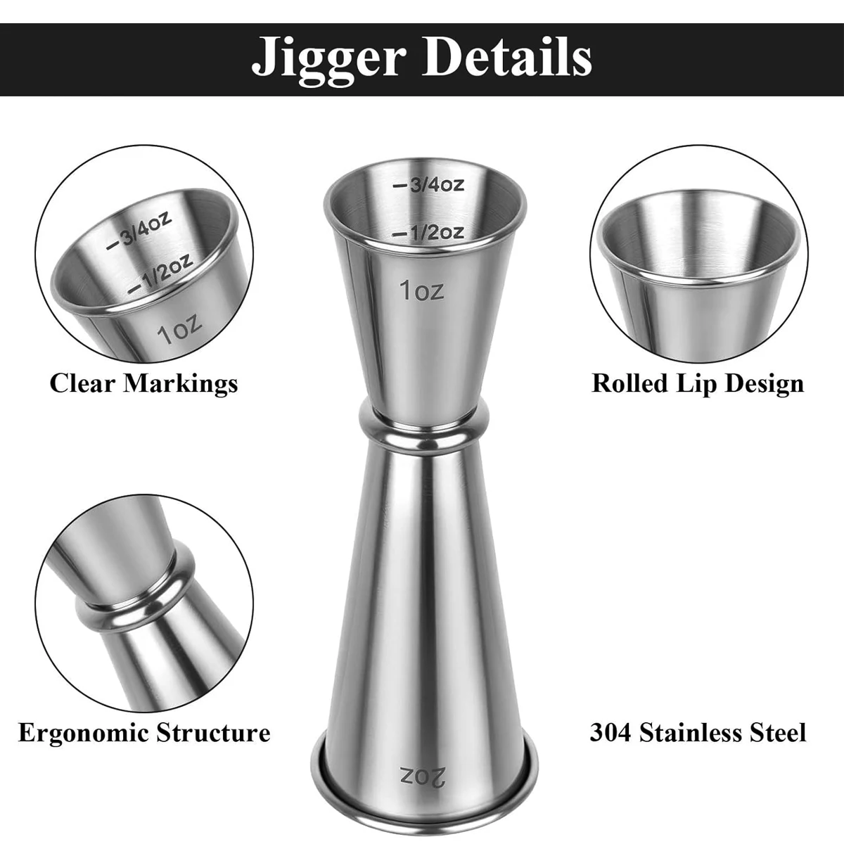 1 قطعة الوالج للنادل ، 2 أوقية 1 أوقية مزدوجة النار قياس كوكتيل الرقص ، كوب قياس من الفولاذ المقاوم للصدأ لوازم السقاية