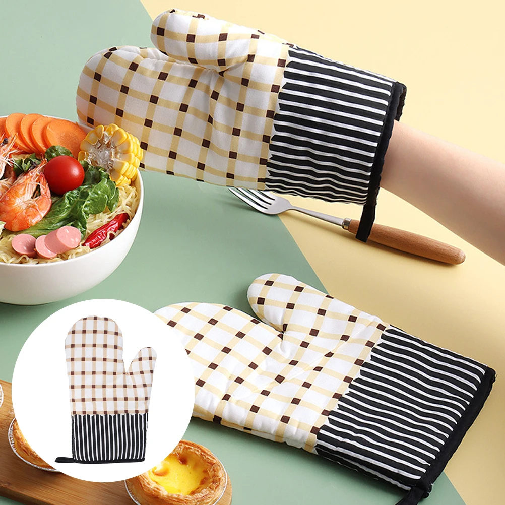 

2 Pcs Insulation Gloves Serving Kitchen Oven Mitts Microwave Heat Resistant Cotton Mittens Portable