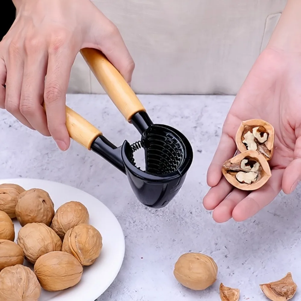 

Household Wood Handle Heavy Duty Nutcracker Manual Spring Design Walnut Clip Non-Slip Effort-saving Walnut Opener Pecan
