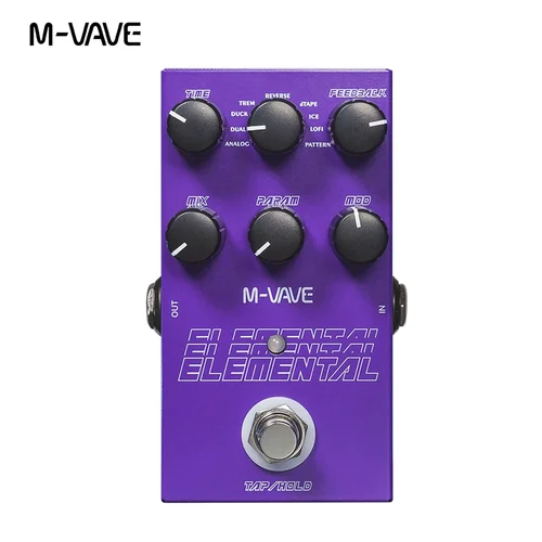 Pedal de retardo digital elemental M-vave, pedal de guitarra de retardo, soporte para modo TAP y HOLD, 9 efectos de retardo diferentes