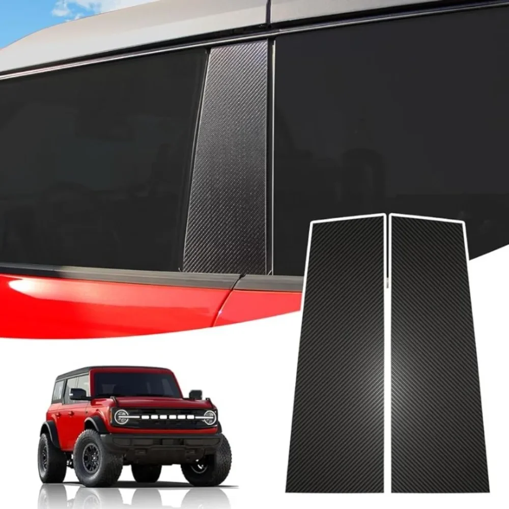 

Carbon Fiber 2Pcs Car B Pillar Trim Sticker Cover for Ford Bronco 24-21 Post Panel Molding Cover Decorative Exterior Accessories