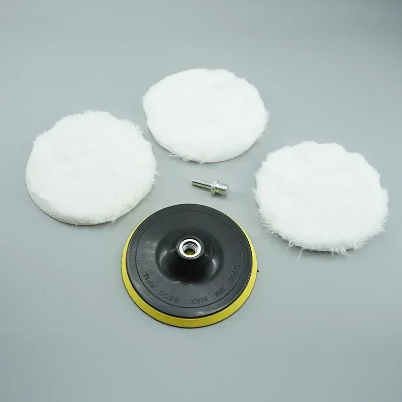 5Pcs 3 Inch Wool Car Polishing Pad Set For Polisher Machine Waxing Polishing Buffing Sponge Disk Auto Paint Care Polisher Gadget