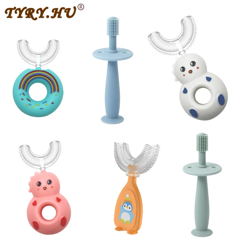 Silicone Baby Soft U-Shape Toothbrush BPA Free Silicone Infant Tooth Teeth Clean Brush Food Grade Silicone Baby Oral Health Care