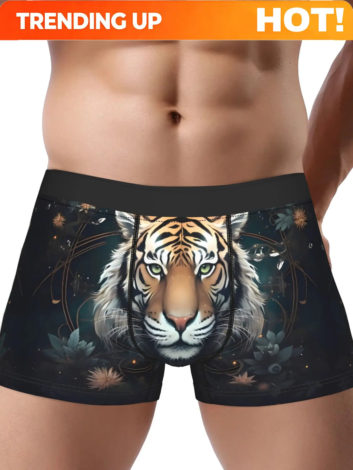 Tiger with Stars Men Underwear Printed Boxer Briefs