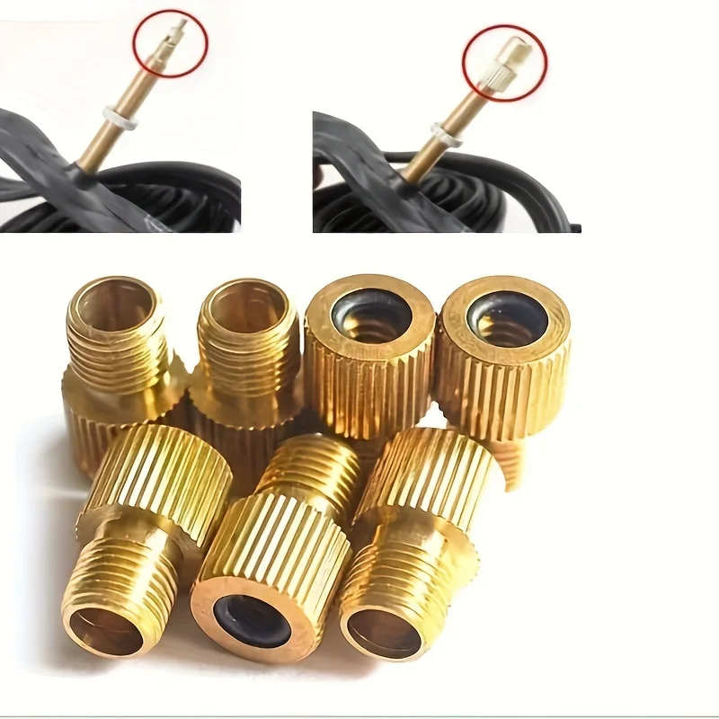 1/2/4/10 Stück Fahrradventil-Adapter für den Außenbereich, zum Umwandeln von Fahrradventilen in Autoventile, ausgestattet mit Dichtungsringen. – Detail 3
