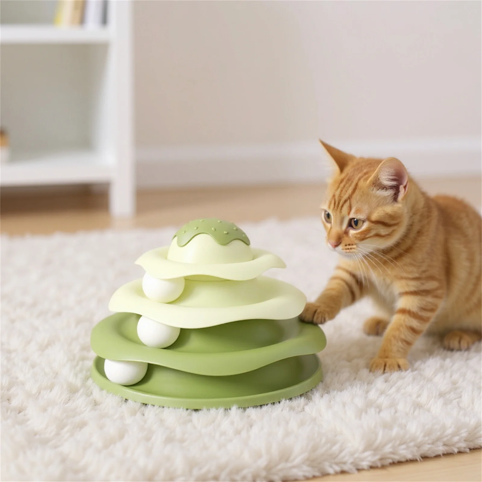3 Layer Cat Toy Interactive Track Ball with Removable Cleaning for Kittens Indoor Play Mental Stimulation Puzzle Toys