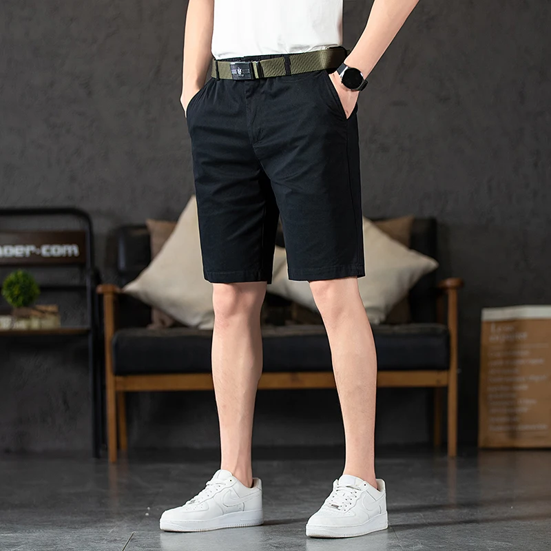 Chino Shorts Men Korean Fashion Summer Casual Shorts Lightweight Slim Fit Bermuda Shorts Streetwear