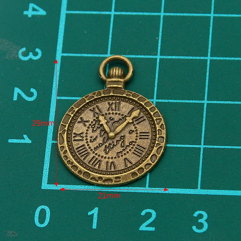 10PCS 21*29mm 2 Color Vintage Metal Zinc Alloy Round Steampunk Clock Charms For DIY Necklace Bracelet Jewelry Making Findings