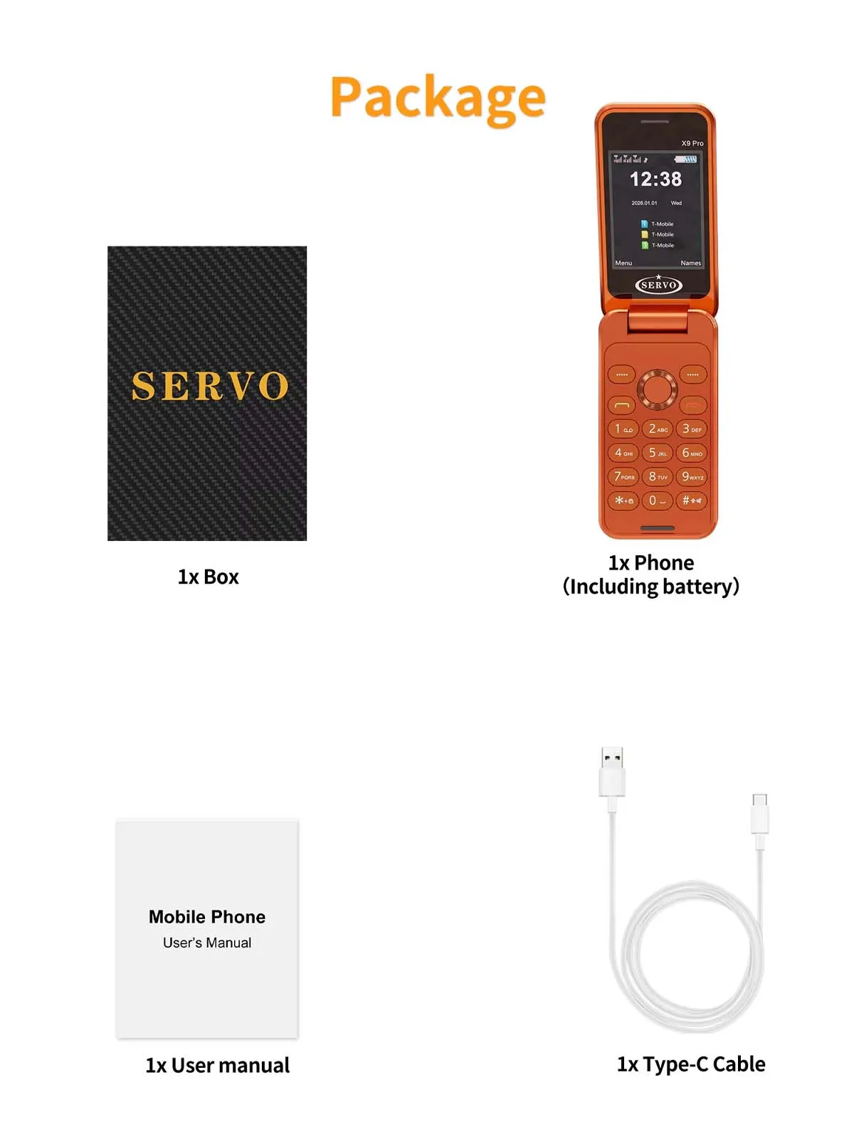 SERVO X9 PRO Pocket Flip Feature Phone 2.4'' Screen Triple SIM Standby Magic Voice Speed Dial FM Radio MP4 Flashlight Cellphone