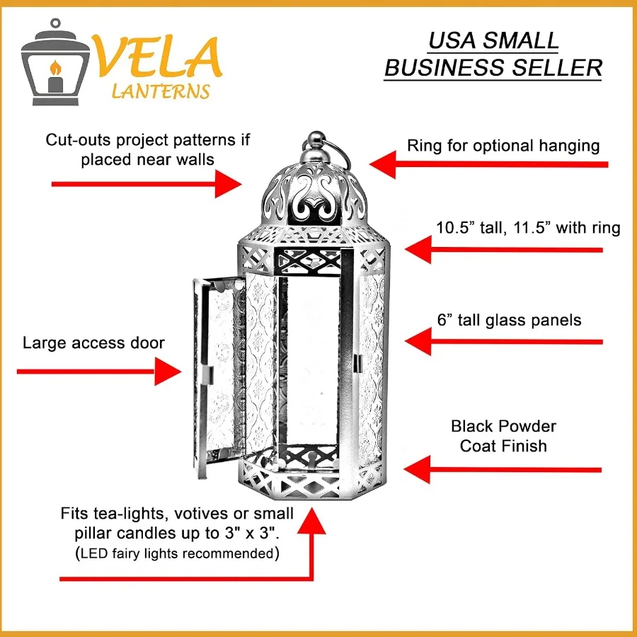 Lampada portacandele decorativa con lanterna a candela marocchina da 6 pezzi per tavolo o sospensione Decorazioni per la casa per interni Patio esterno o portico Matrimonio