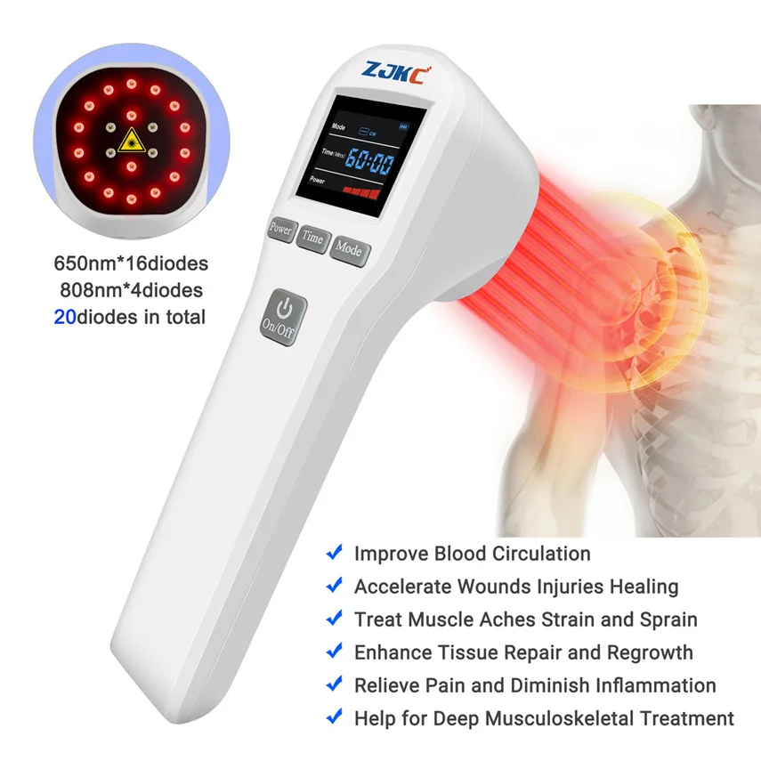 

ZJKC 880mW LLLT Light Therapy Device Cold Laser Treatment Infrared for Pain Relief Back Shoulder Arthritis Sprain 650nm 808nm