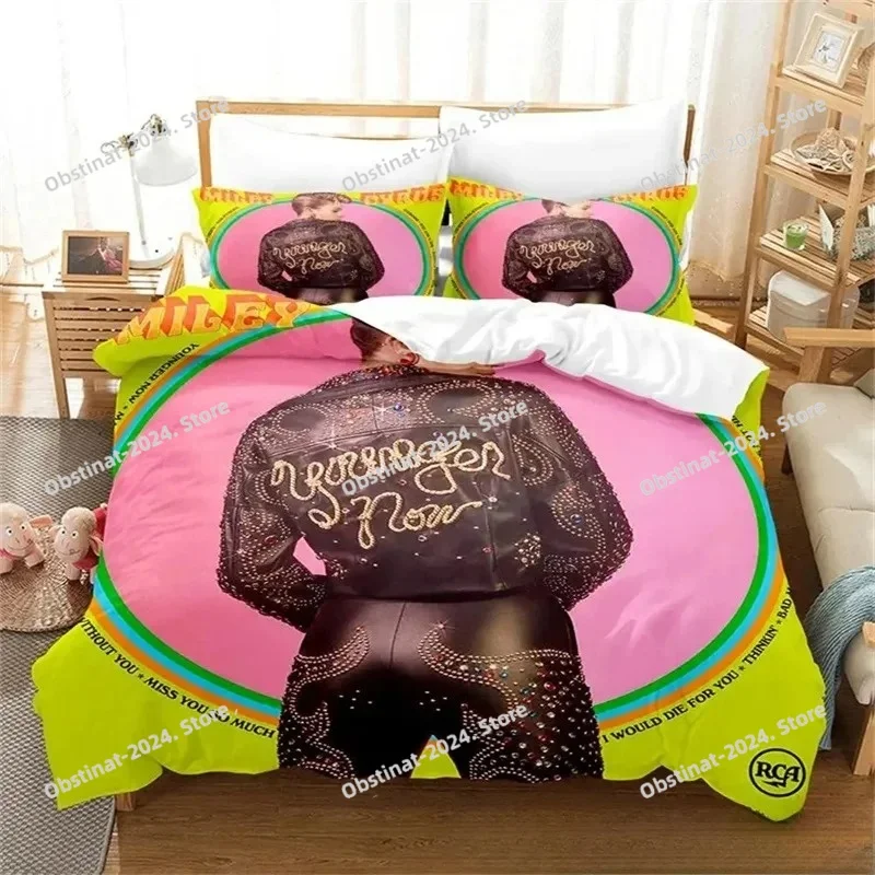 

Singer Miley Cyrus Bedding Set 3D Print Duvet Cover Set Pillowcase Comforter King Queen Size Quilt Cover For Boys Adult