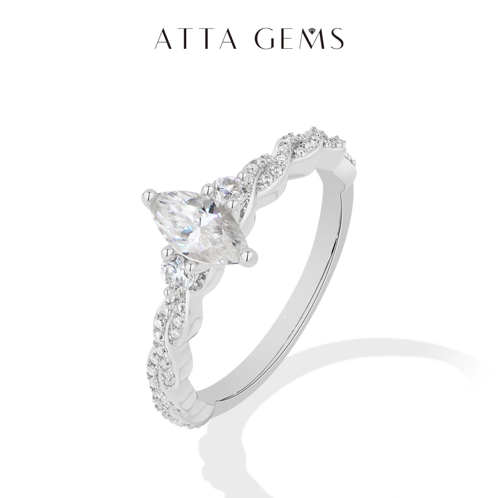 

ATTAGEMS Luxury 0.5CT Marquis Moissanite Ring For Women 100% 925 Sterling Silver Rings Promise Engagement Wedding Band Jewelry