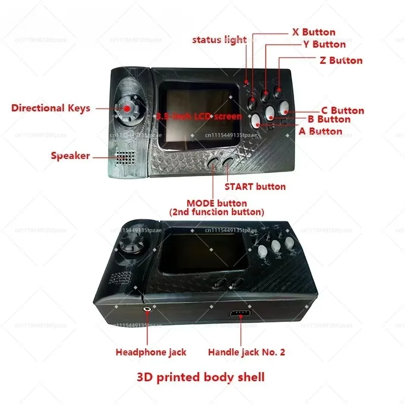 Genesis Nomad 3D Printed Handheld Retro Device 3.5 Inch 320*240 LCD MD Retro Cartridge Compatible Hardware*