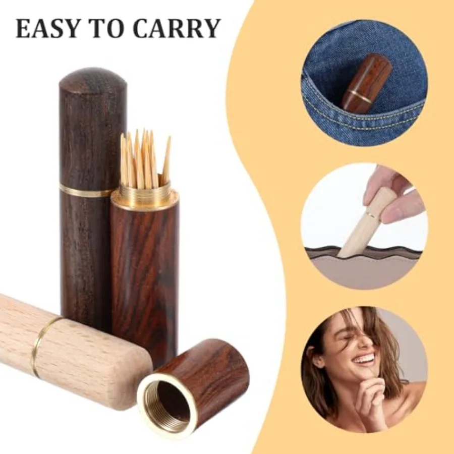 3 Packs Toothpick Holder Portable Wood Toothpick Case Waterproof Craft Toothpick Mini Toothpick Box Toothpick Dispenser Toothpi