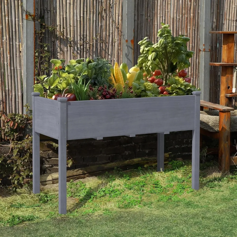 

47" W x 23" D x 30" H Cedar Raised Garden Bed, Elevated Garden Bed with Detachable Black Liner, 3 Drainage Holes, Customized